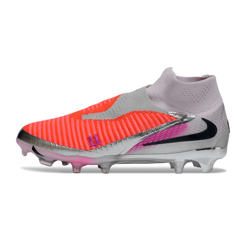 Chuteira Nike Phantom 6 Elite FG - Laranja "Alexia Putellas" com design em laranja vibrante e detalhes prateados.