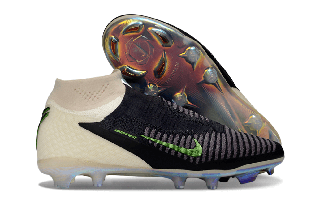 Chuteira Nike Phantom 6 Elite FG "Mamba Mentality" em preto e verde com detalhes inovadores e sola exclusiva.