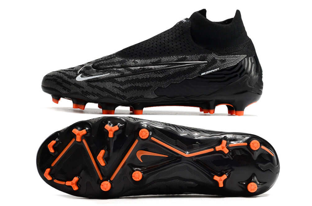 Chuteira Nike Phantom GX Elite FG Preta - Entrega Imediata com design elegante e sola laranja para melhor tração.
