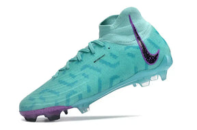 Chuteira Nike Phantom Luna Elite FG Verde e Roxo com design inovador e solado FG para desempenho em campo.