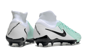 Chuteira Nike Phantom Luna Elite NU FG Branca, Verde e Preto com design inovador e tecnologia de ponta.