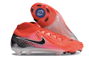 Chuteira Nike Phantom Luna Elite NU FG Vermelha, Preto e Branco vista lateral e inferior.