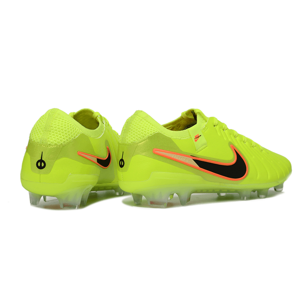 Chuteira Nike Tiempo 10 Elite FG Amarela e Preta com design vibrante e performance otimizada para o futebol