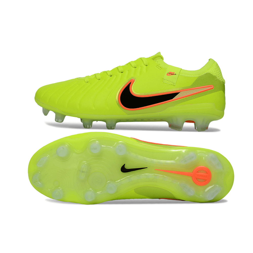 Chuteira Nike Tiempo 10 Elite FG Amarela e Preta com design premium e cores vibrantes