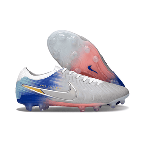 Chuteira Nike Tiempo 10 Elite FG Prata e Azul "United Pack" com design premium e cores vibrantes.