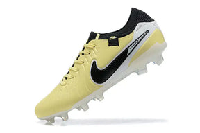 Chuteira Nike Tiempo Legend 10 FG - Amarelo e Preto com design moderno e tecnologia avançada para controle de bola.