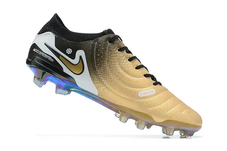 Chuteira Nike Tiempo Legend 10 FG - Dourada - Edição Especial com design premium e tecnologia avançada, ideal para jogadores.
