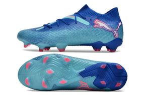 Chuteira Puma Future 7 FG Azul, design inovador e tecnologia para desempenho em campo.