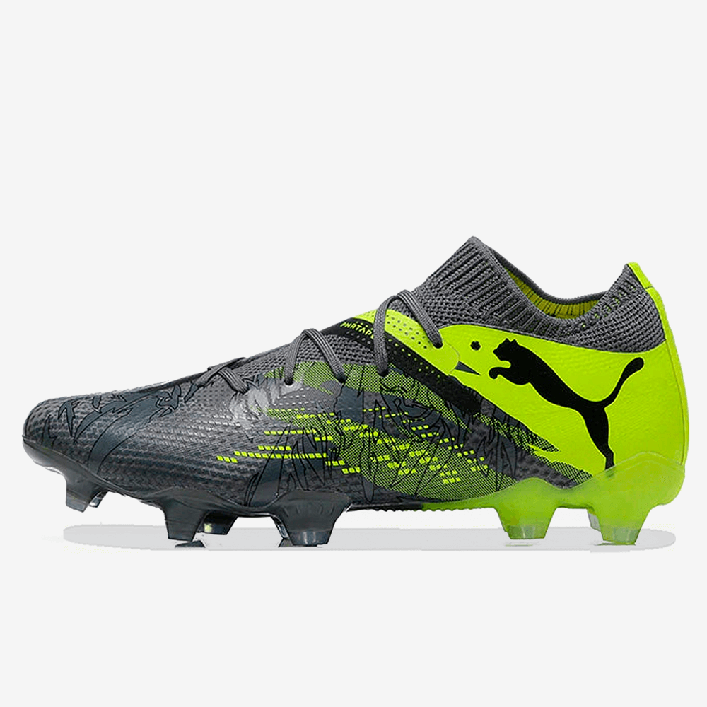 Chuteira Puma Future 7 FG "Rush Pack" lado esquerdo com design moderno e cores vibrantes para alto desempenho em campo.
