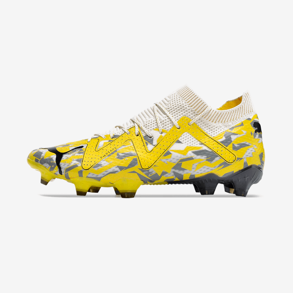 Chuteira Puma Future Ultimate FG Amarela com design vibrante para velocidade e controle em campo.