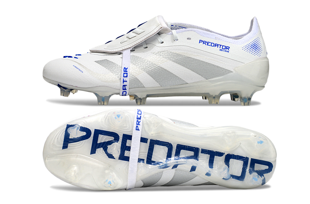 Chuteira Adidas Predator Elite FG Tongue Branca e Azul