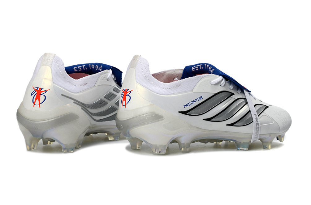 Chuteira Adidas Predator Elite FG 26 - Branca e Azul "Bellingham"