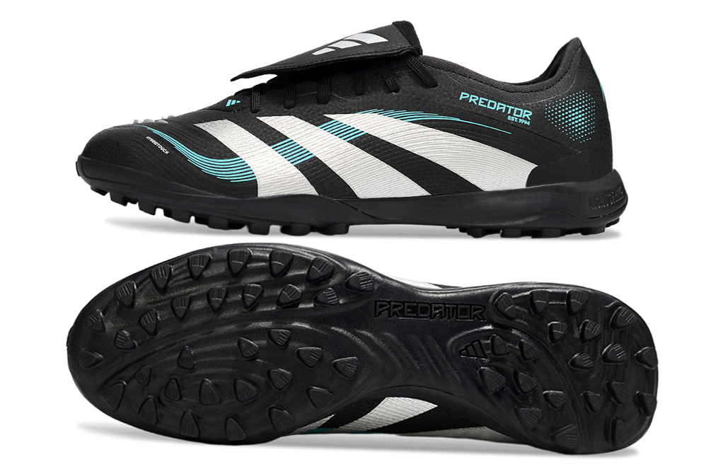 Chuteira Adidas Predator Elite Fold-Over Tongue TF - Preta, Prata e Azul
