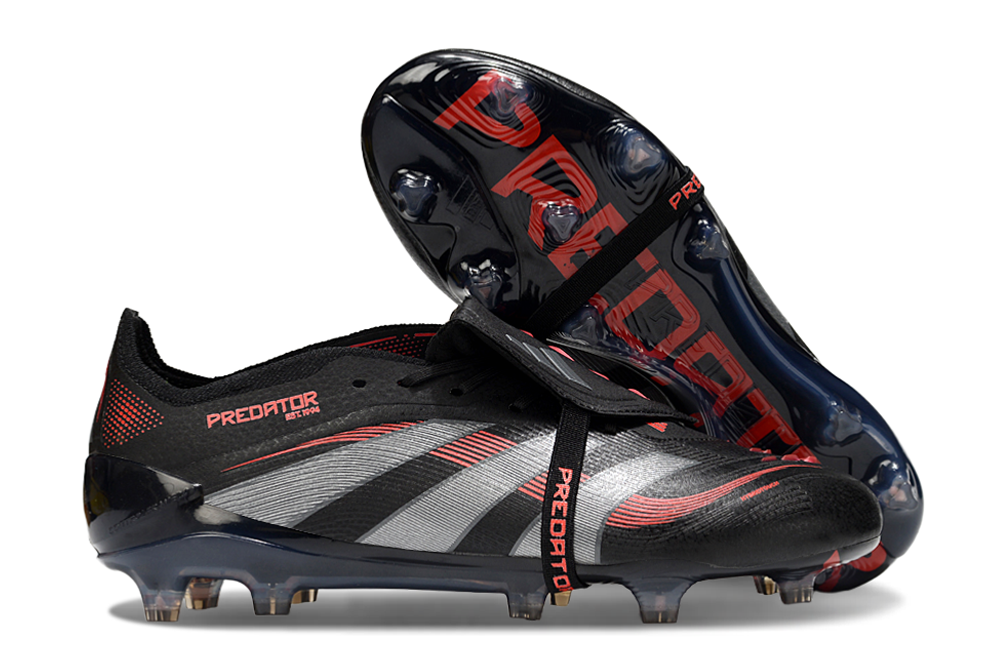 Chuteira Adidas Predator Elite FG Tongue Preta e Vermelha