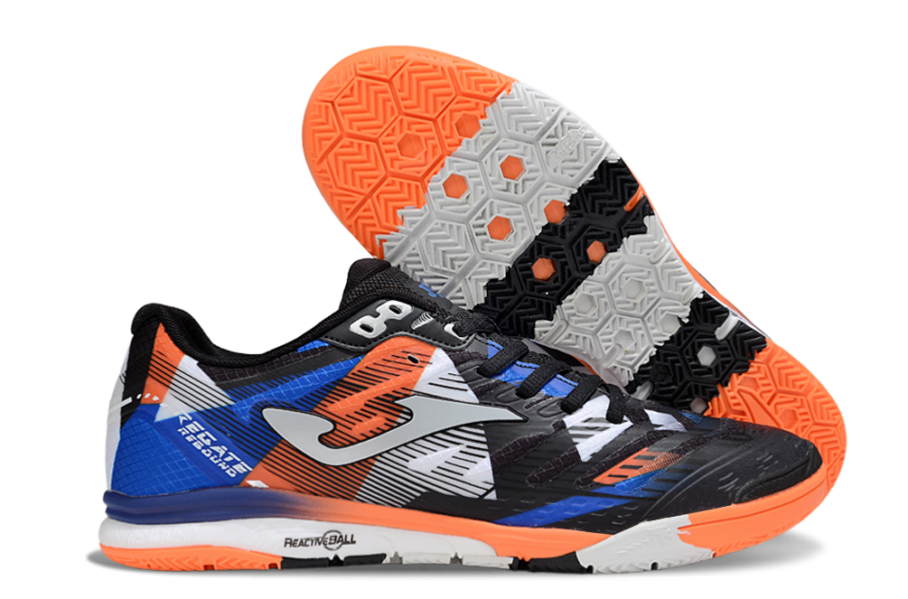 Chuteira Futsal Joma Regate Rebound IC Preta, Azul e Vermelha