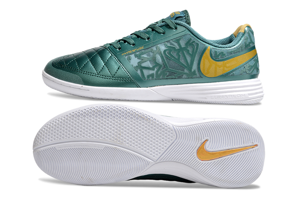Chuteira Futsal Nike Lunar Gato IC - Turquesa e Dourada