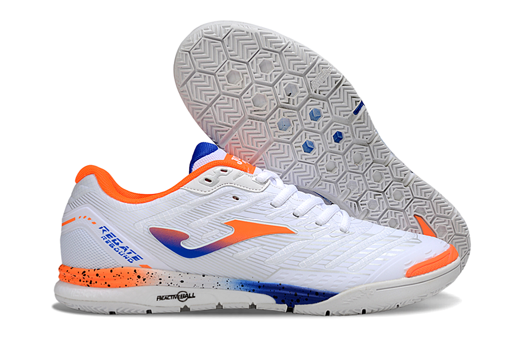 Chuteira Futsal Joma Regate Rebound IC Branca, Azul e Laranja