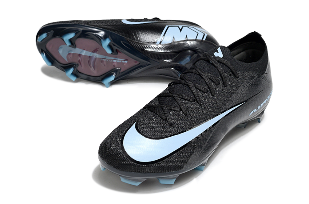 Chuteira Nike AIR Zoom Mercurial Vapor 16 Elite FG - Preta e Azul - Pack Shadow com design elegante