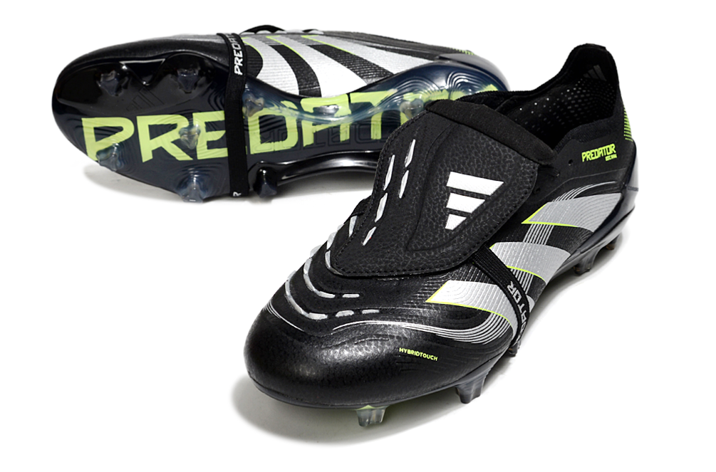 Chuteira Adidas Predator Elite Fold-Over Tongue FG - Preta, Verde e Branca