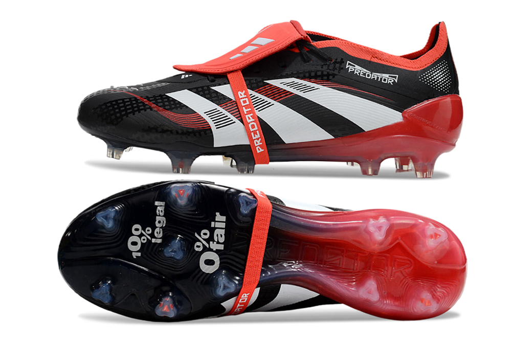 Chuteira Adidas Predator Elite FG Tongue Preta e Vermelha