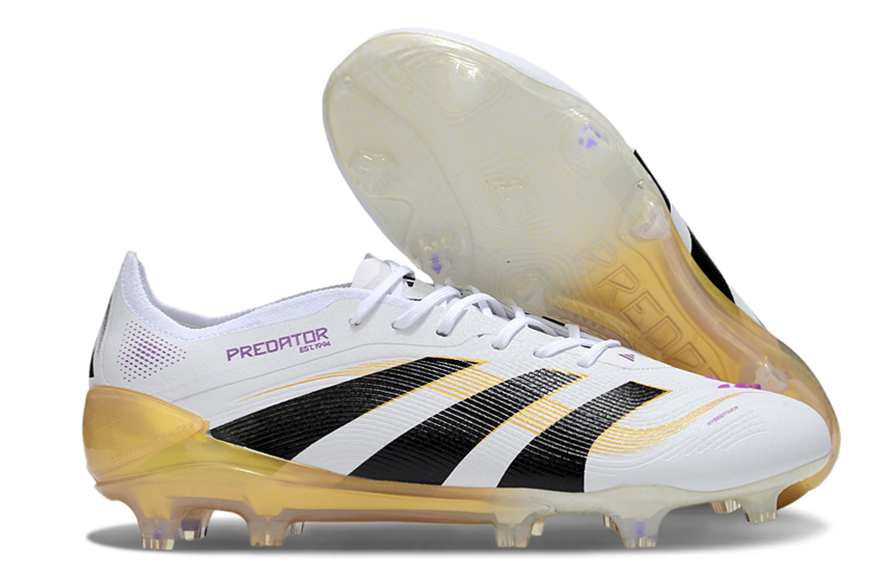 Chuteira Adidas Predator Elite FG - Branca e Dourada