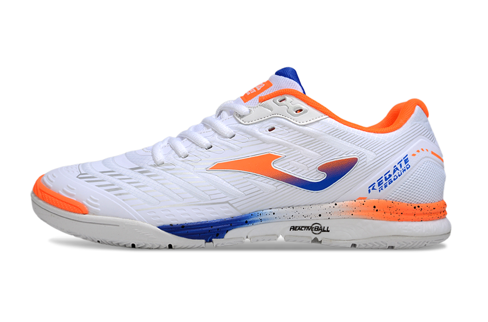 Chuteira Futsal Joma Regate Rebound IC Branca, Azul e Laranja