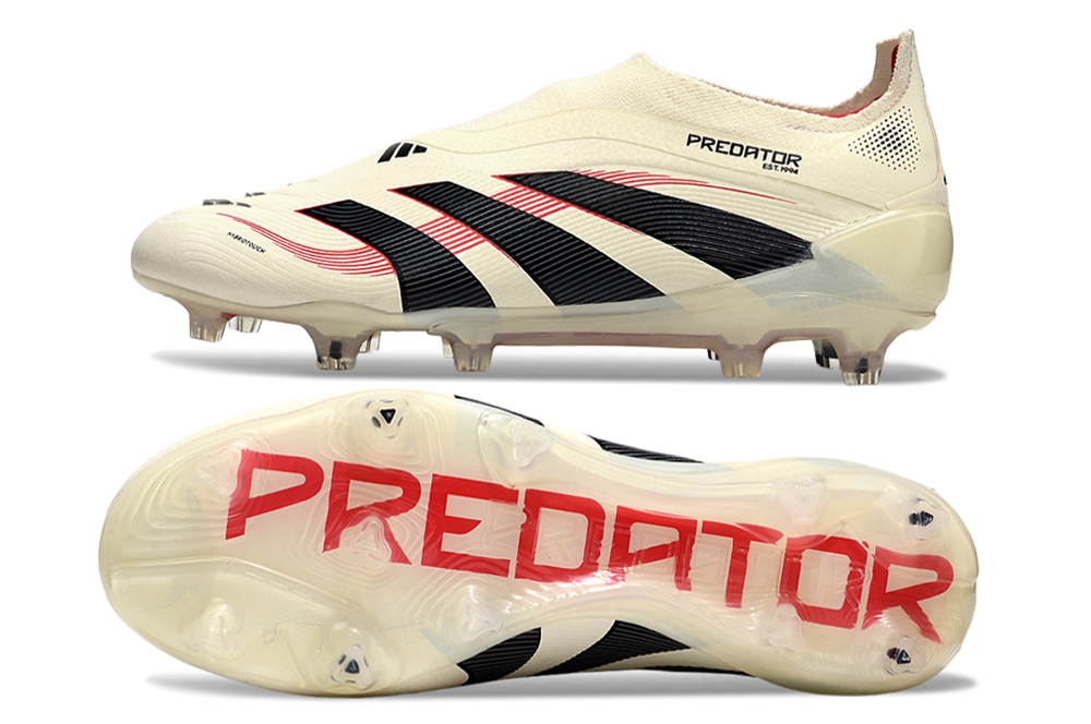 Chuteira Adidas Predator Elite FG Laceless Bege e Preta