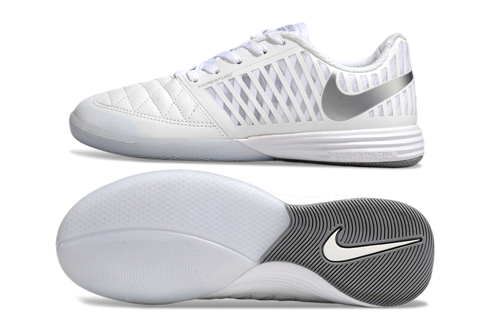 Chuteira Futsal Nike Lunar Gato IC - Branca e Prata