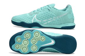Chuteira Futsal Nike React Gato IC - Azul Oceano vista lateral e sola em detalhes