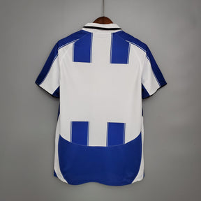 Camisola de futebol FC Porto Home 03/04 Retro Branco vista traseira, design elegante em azul e branco.