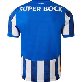 Camisola de futebol FC Porto home 24/25 azul e branco com logo SUPER BOCK na parte de trás.