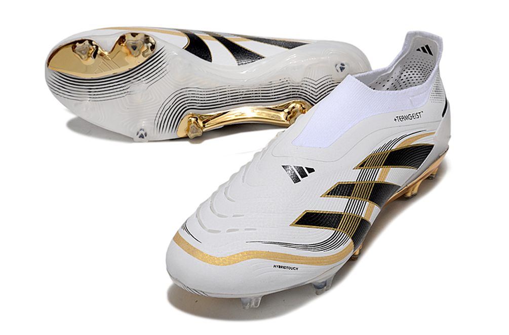 Chuteira Adidas Predator Elite FG - Branca e Dourada "Teamgeist"