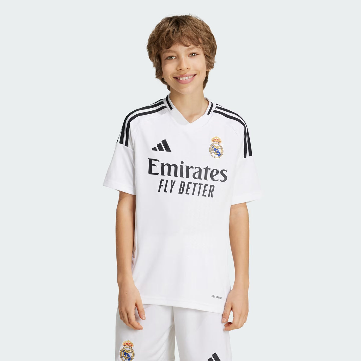 Conjunto Infantil Real Madrid Home 24/25 Branco - Adidas