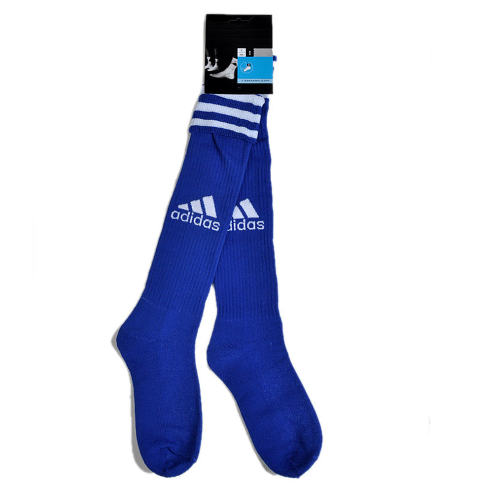 Meias Compridas Futebol Adidas em azul, perfeitas para jogadores que buscam conforto e desempenho.