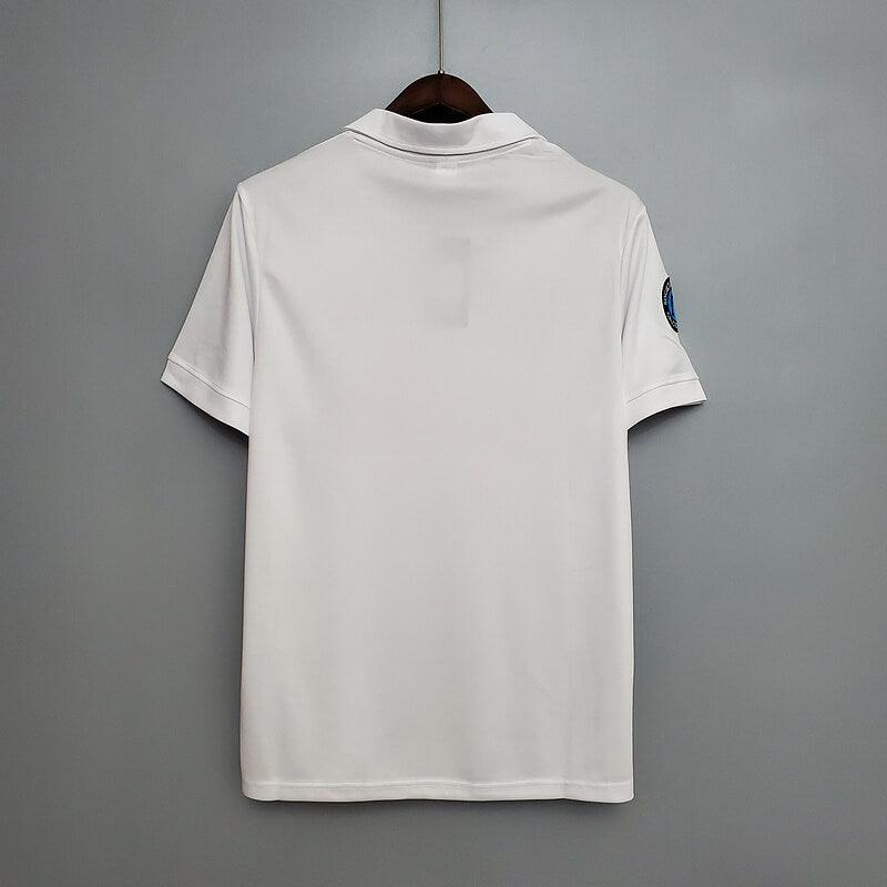 Camisolas Napoli Away 87/88 Retro vista traseira em tecido branco, ideal para fãs do time.