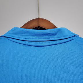 Camisolas Napoli Home 87/88 Retro vista das costas em cor azul, pendurada em cabide.