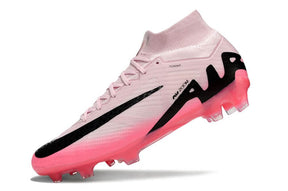 Nike Mercurial Superfly 9 FG - Rosa com design leve e rápido para futebol, ideal para acelerações explosivas.