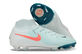 Nike Phantom Luna Elite FG - Branca e azul - Pack Mad Energy, chuteira de futebol inovadora com design atraente.
