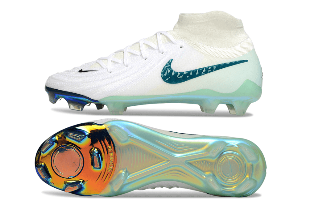Nike Phantom Luna Elite NU FG Branca e Verde com design inovador e sola de alta performance