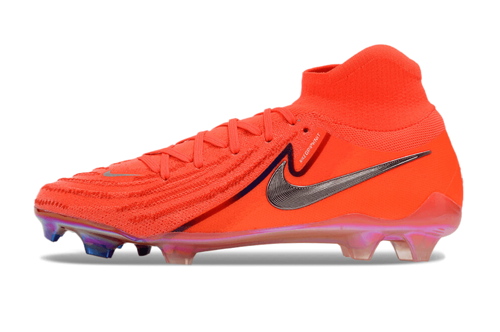 Nike Phantom Luna Elite NU FG "Halaand" chuteiras de futebol na cor laranja vibrante, perfeitas para desempenho em campo.