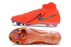 Nike Phantom Luna Elite NU FG "Halaand" em vermelho vibrante com sola inovadora e design moderno.