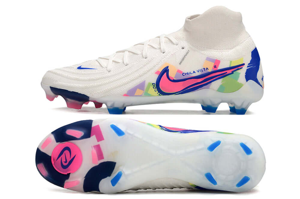 Nike Phantom Luna Elite NU FG "Rainbow Pack" chuteiras de futebol em estilo vibrante e tecnologia avançada.