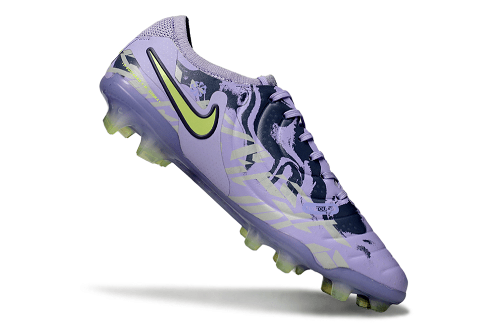 Nike Tiempo Legend 10 FG - Roxa e Verde - Pack United em destaque com design exclusivo.