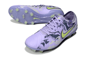 Nike Tiempo Legend 10 FG - Roxa e Verde - Pack United com design roxo e verde, ideal para jogos em campo natural.