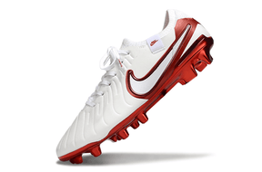 Nike Tiempo Legend X Elite FG Branca e Vermelha "Chromatic Pack" com design sofisticado e desempenho superior.