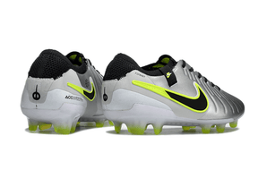 Nike Tiempo Legend X Elite FG - Prata e verde "Mad Voltage Pack" com design inovador e tecnologia de topo.