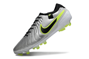Nike Tiempo Legend X Elite FG - Prata e verde "Mad Voltage Pack" com design inovador e tecnologia de topo.