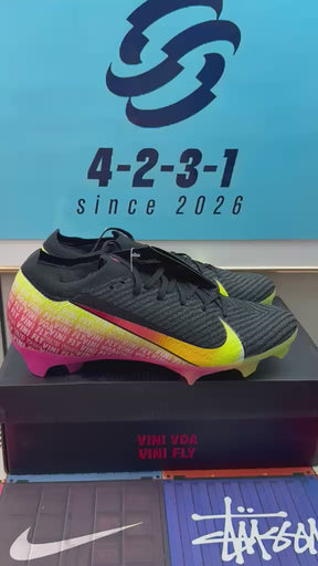 Chuteira Nike Mercurial Vapor 16 Elite "Vini jr" FG - Preta, Vermelha e Amarela