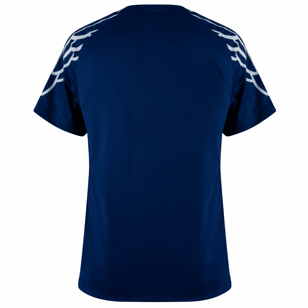 Camisola PSG fourth 24/25 Azul Marinho vista traseira com detalhes brancos.